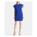 RALPH LAUREN Womens Blue Jewel Neck Short Shift Evening Dress Size 2P