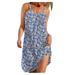 Roliyen Summer Dress for Women Plus Size Print Daily Casual Sleeveless Vintage Bohemian O-Neck Maxi Dress