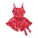 ZIYIXIN Girl's Flower Print Bandage High Waist Suspender Jumpsuit