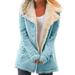 Womens Plus Size Warm Coats Solid Thick Fleece Jacket Casual Plush Lining Lapel Jacket Coat Winter Outwear