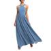 Women Solid Formal Chiffon Maxi Dress Cross Halter Off Shoulder Elegant Evening Party Gown Dress