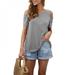 CUTELOVE Women Cold Shoulder T-shirt Tops V-Neck Short-Sleeve Female Tee Shirt Summer Casual Loose Solid Color T Shirt