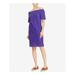 RALPH LAUREN Womens Purple Slitted Polka Dot Short Sleeve Off Shoulder Knee Length Shift Dress Size 10