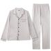 MintLimit Men Winter Robe Long Sweet Top+ Long Pants Sleepwear Lapel Cotton Pajamas Suits Gray XL