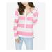 SANCTUARY Womens Pink Striped Long Sleeve Henley Top Size: XL