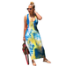 ZIYIXIN Women Tie Dye Sheath Print Dress, U-Shaped Neck Lace Up Back Maxi Dress Summer