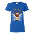 Keep Calm It's My Birthday Jesus Cupcakes Ugly Christmas Sweater Womens Graphic T-Shirt, Royal, 2XL