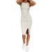 Sexy Dance Ladies Bodycon Vest Dress Side Slit Sundress Women Solid Sleeveless Midi Dress Holiday Clue Dress