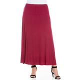 24/7 Women's Plus Size Comfort Apparel Womens Comfortable Fit Elastic Waist Plus Size Maxi Skirt