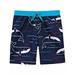 Toddler Boys Navy Blue White & Red Whale Swim Trunks Board Shorts
