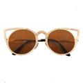 B-THERE Fashion Sunglasses Women Brand Designer Cat Eye Sun Glasses Vintage Woman (Golden/Brown Lens)