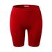 A2Y Women's Lightweight Mid Length Fitness Workout Seamless Ribbed Biker Shorts Red ML