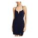 TRIXXI Womens Navy Lace Cut Out Back Floral Sleeveless V Neck Short Body Con Cocktail Dress Size 3