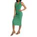 Women Knitted Maxi Dress Bodycon Halter Sleeveless Tank Beach Long Dresses Cutout Party Club Midi Dress