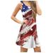 Toyfunny Women's Print American Flag Sexy Sleeveless Mini Dress Casual dress