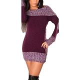 Women Knitted Long Sleeve Sweater Dress Casual Ladies Fashion Off Shoulder Package Hip Dress Pullover Jumper Sweater