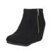 DREAM PAIRS Women's Wedge Heel Ankle Boots Round Toe Side Zipper Suede Ankle Boots Shoes NARIE-NEW BLACK Size 5.5
