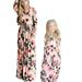 Colisha Summer Floral Dress for Women Girls Boho Beach Crewneck Empire Waist Printed Dress Maxi Sundress Pink Girls 140