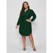 Women's Plus Size Solid Button Through Belted Shirt Dress