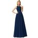 Ever-Pretty Womens Halter Neck Empire Waist A-Line Wedding Guest Dress for Women 07391 Navy Blue US18