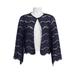 Nina Leonard Crew Neck Long Sleeve Open Front Lace Jacket-NAVY