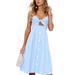 Sexy Dance S-XL Women Boho Beach Cami Dress Ladies Spaghetti Strap Tie Knot Cover Up Swimwear Sundress Light Blue L(US 10-12)