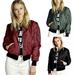 Stylish Womens Ladies MA1 Classic Padded Bomber Jacket Vintage Zip Up Biker Coat Plus Size