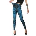 Women High Waist Tummy Control Fake Ripped Jean Leggings Seamless Stretchy Skinny Pencil Pants Trousers Ladies Slim Fit Full Length Pants