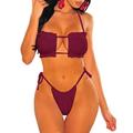 Womens Bandeau High Waisted String Bikini Two Piece Thong Strapless Bathing Suits Swimsuits