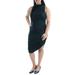 CHELSEA SKY Womens Green Ruched Cut Out Sleeveless Turtle Neck Above The Knee Body Con Dress Size: L