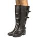 TOETOS Women's Knee High Boots Faux Leather Combat Casual Pull On Riding Boots MIRRAN-W BROWN Size 5.5