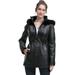 BGSD Women's New Zealand Lambskin Leather Hooded Parka Coat (Petite & Plus Size Petite)