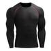 Spring Autumn Men's Sports Stretch Quick-drying Long-sleeved Compression Tight Fitness Running Muscle T-Shirts Red 2XL