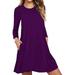 Women's Solid Color Long Sleeve Pocket Casual Loose T-Shirt Dress