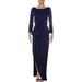 Kay Unger New York Womens Ruched Sheath Evening Dress