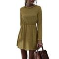 Sexy Dance Womens Long Sleeve Maxi Dress Elastic Waist Plain Casual Holiday Long Sundress Ladies Long Sleeve Hoodies Dress Jumper Sweatshirt Long Hooded Tops Mini Dress