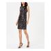 CALVIN KLEIN Womens Black Sequined Argyle Sleeveless Jewel Neck Short Body Con Cocktail Dress Size 8