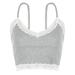 Women Backless Lace Patchwork Sexy V Neck Strap Crop Tops Tank Tops Summer Sleeveless Skinny Sweet Fashion Elegant Streetwear Clubwear Camisole Party Vest