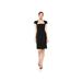 Lark & Ro Women's Pleated Ruffle Detail Cap Sleeve Square Neckline Sheath Dress, Black, 2