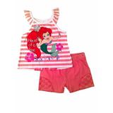 Disney Little Mermaid Infant Ariel Baby Toddler Outfit Peach Shirt Short Set