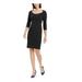 CALVIN KLEIN Womens Black Zippered 3/4 Sleeve Scoop Neck Above The Knee Sheath Dress Size 2