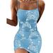 Women Paisley Print Strappy Short Mini Dress Ladies Summer Party Slim Bodycon Dresses Party Sundress Clubwear Size S-5XL