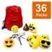 the Elixir Party 2" Emoji Emoticon Keychain Party Supplies Plush Toy Bag Accessory, Pack of 36, No-Repeated