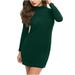 Bescita Women Solid Long Sleeve Sweater Dress Tight Turtleneck Pullover Dress