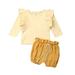 2019 Newborn Kid Baby Girl Clothes Long Sleeve Tops+PP Shorts Cotton&Linen Outfits 2pcs Baby Toddler Girls Clothes