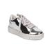 New Women Qupid Rexx-02 Metallic Leatherette Round Toe Lace Up Flatform Sneaker