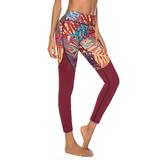 Women Ladies Fitness Tree Leaves Printed Yoga Compression Leggings Fitness Sports Pants Active Wear Push Up Running Jogging High Waist Long Workout Trousers Gym Exercise