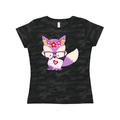 Inktastic Valentine's Day Fox, Fox With Glasses, Flowers Adult Women's T-Shirt Female Storm Camo M