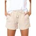 Women's Urban Leisure Summer Fashion Drawstring Elastic Waist Two Side Pockets Casual Shorts