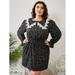 Women's Plus Size Ditsy Floral Lace Trim Dress